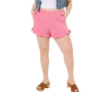 Torrid Women’s Pink  Gauze Ruffle Pull On Shorts - Plus 1
